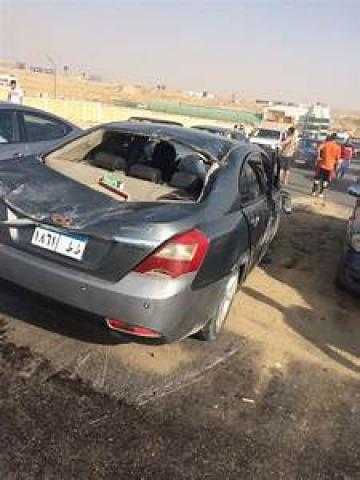 إصابة 3 اشخاص فى حادث تصادم سيارتين أعلى محور جوزيف تيتو