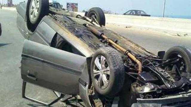 اصابة خمسة أشخاص في حادث انقلاب سيارة بطريق مطروح إسكندرية