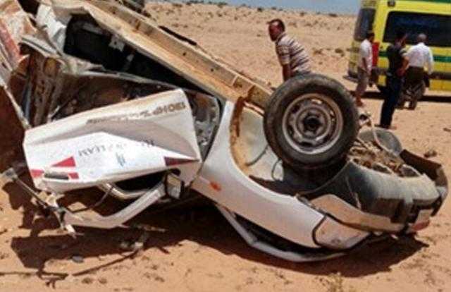 مصرع وإصابة 9 أشخاص إثر انقلاب سيارة أعلى نفق بني سويف