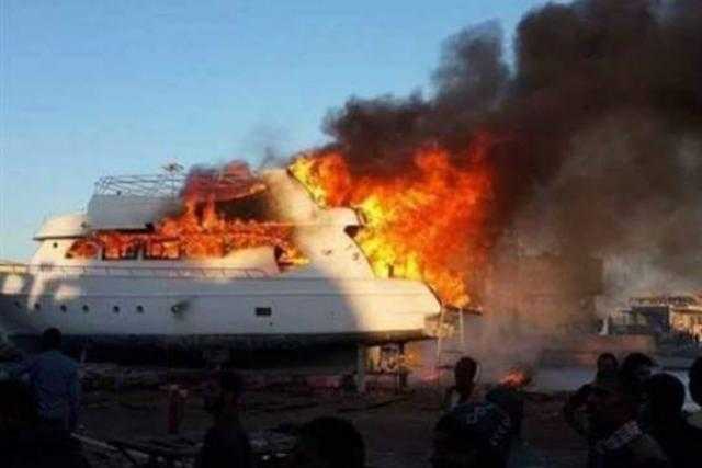 التفاصيل الكاملة لحريق مركب مرسى علم