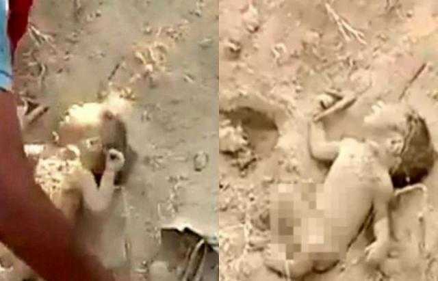 شاهد.. القدر يعطي قبلة الحياة لرضيع دفن حيا