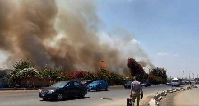 السيطرة على حريق هائل داخل نادي الرماية دون إصابات