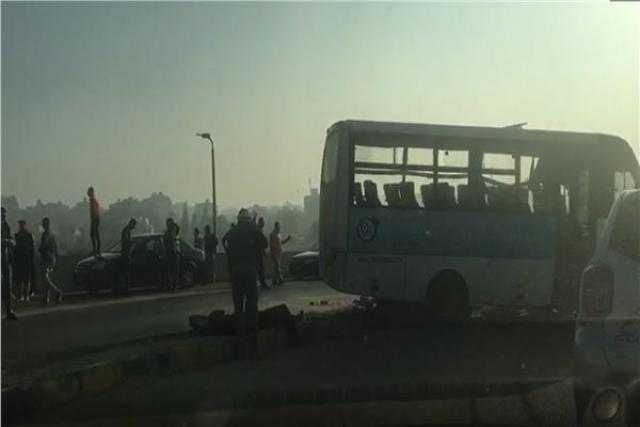 إصابة 9 طلاب إثر انقلاب مينى باص بمنطقة الهرم