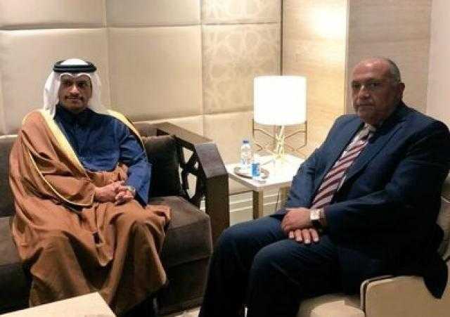 سامح شكري يلتقي نظيره القطري