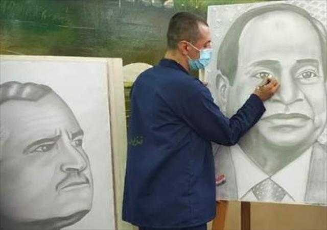 نزيل بسجن الفيوم يرسم بورتريهات لرؤساء مصر
