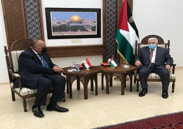 خلال لقائه أبو مازن.. شكري يؤكد مواصلة القاهرة مساعيها للبناء على وقف إطلاق النار بغزة