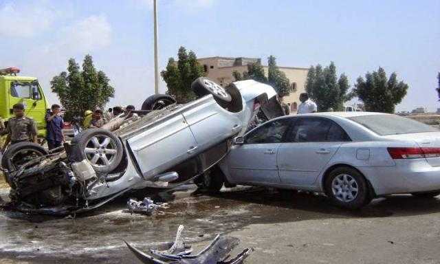 شلل مروري نتيجة تصادم 7 سيارات على طريق القاهرة الإسكندرية الزراعي