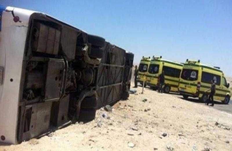 الاستعلام عن الحالة الصحية لـ 26 شخصا أُصيبوا في انقلاب أتوبيس بالطريق الصحراوي الشرقى بأطفيح