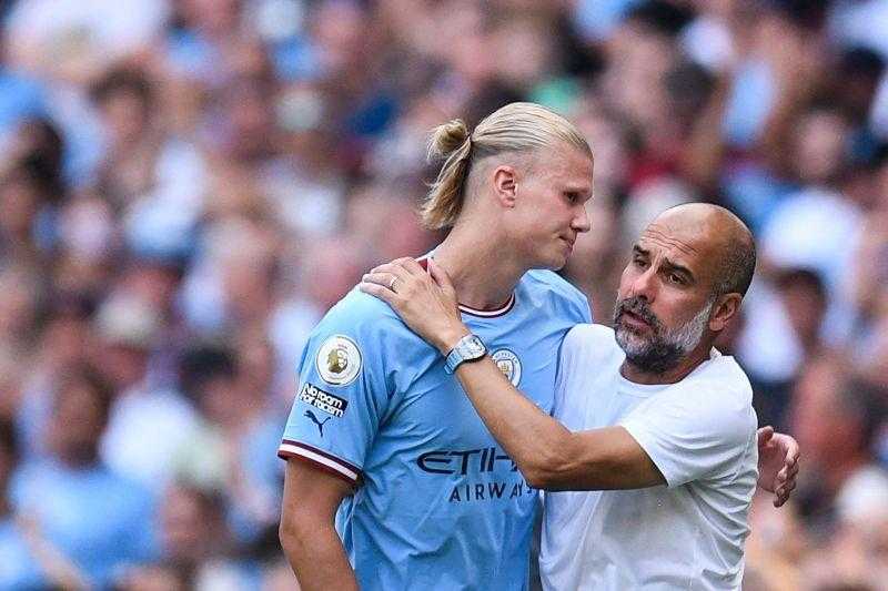 جوارديولا مدرب مانشستر سيتي يدعو هالاند للاسترخاء بسبب كثرة أهدافه