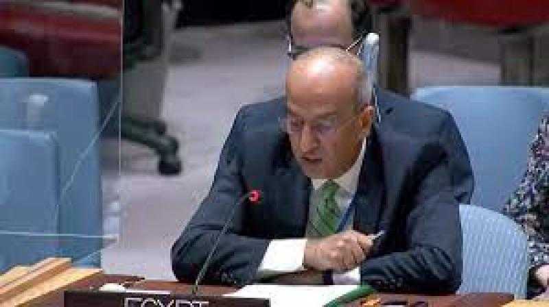 مندوب مصر بمجلس الأمن: ملتزمون بالعمل المتواصل لوقف النزيف في غزة