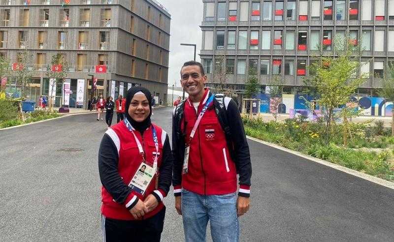 سارة سمير وأحمد الجندي في القرية الأولمبية استعدادًا لحمل علم مصر في حفل الافتتاح