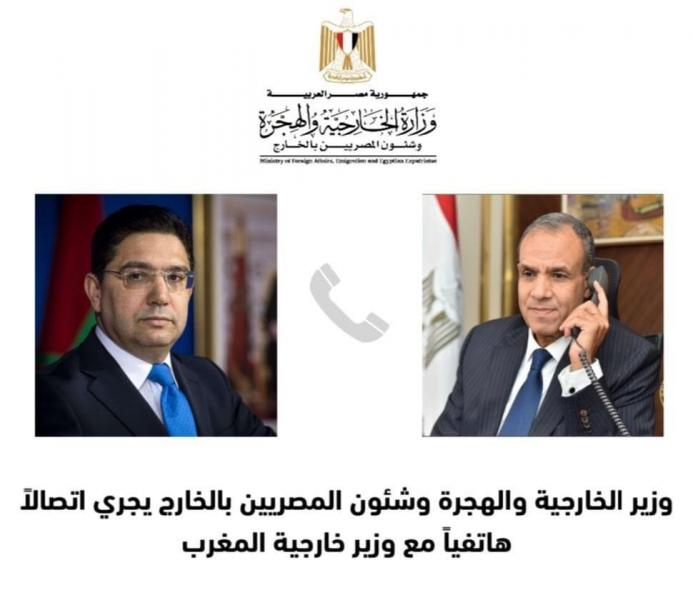 وزير الخارجية والهجرة يجري اتصالاً هاتفياً مع وزير خارجية المغرب
