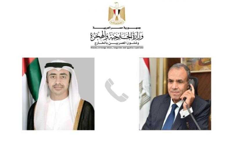 وزير الخارجية ونظيره الإماراتي يناقشان مساعي وقف إطلاق النار بغزة وادخال المساعدات الإنسانية
