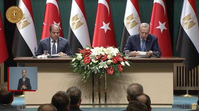 الرئيس السيسي ونظيره التركي يتوافقان على الرفض الكامل لتهجير الفلسطينيين من أرضهم