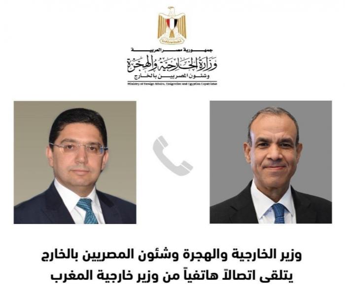 وزير الخارجية والهجرة يتلقى اتصالاً هاتفياً من نظيره المغربي