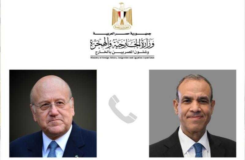 وزير الخارجية يستعرض مع نظيره اللبناني جهود مصر للتوصل إلى وقف فوري لإطلاق النار وتهدئة الأوضاع
