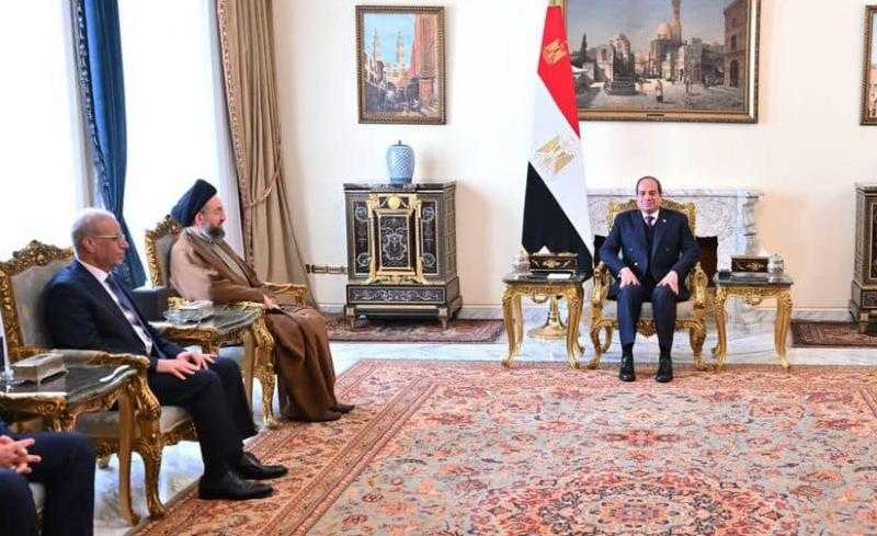 الرئيس السيسي و”الحكيم” يؤكدان ضرورة مواصلة الجهود لاستعادة الاستقرار في دول الإقليم وتجنب التصعيد