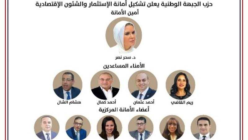 حزب الجبهة الوطنية: تشكيل أمانة الاستثمار والشؤون الاقتصادية برئاسة سحر نصر