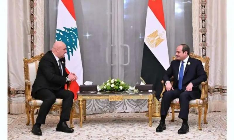 نص كلمة الرئيس السيسى بالمؤتمر الصحفى المشترك مع رئيس لبنان بقصر الاتحادية