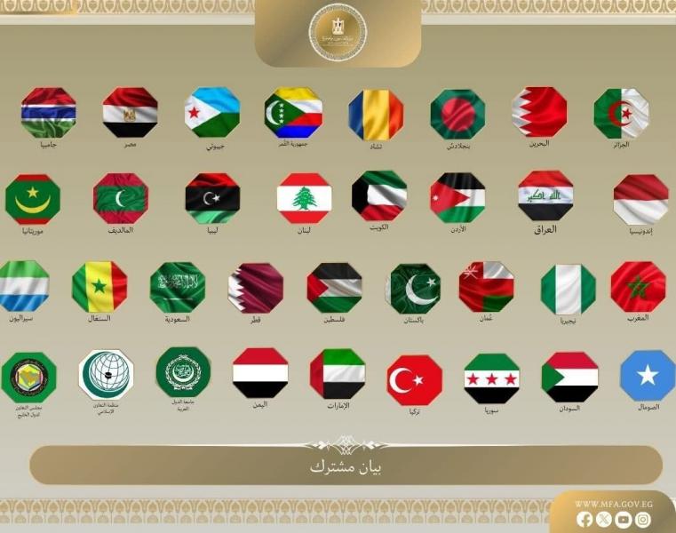 ننشر البيان المشترك لوزراء خارجية ٣١ دولة عربية وإسلامية والأمناء العامين