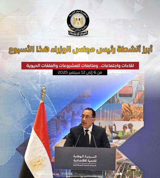 المركز الإعلامي لمجلس الوزراء يستعرض بالإنفوجراف أبرز الأنشطة هذا الأسبوع