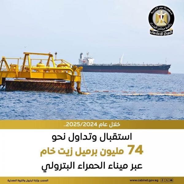البترول: استقبال وتداول نحو 74 مليون برميل زيت خام خلال العام المالي 2025/2024