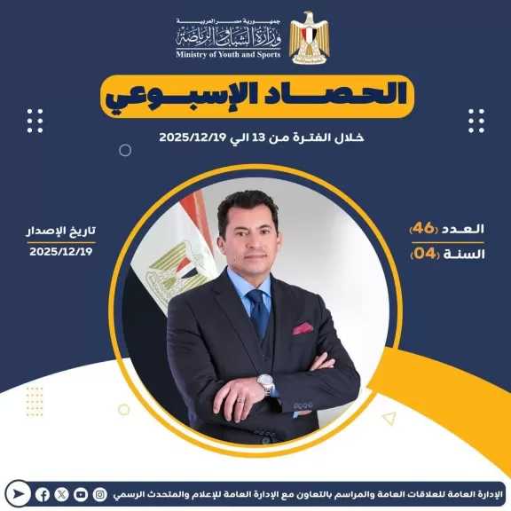 بـالإنفوجــراف.. وزارة الشباب والرياضة تصدر حصادها الأسبوعي لأهم أنشطة الوزارة
