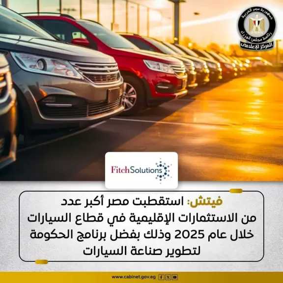 ”فيتش”: مصر تنجح في جذب أكبر عدد من الاستثمارات في قطاع السيارات خلال عام ٢٠٢٥