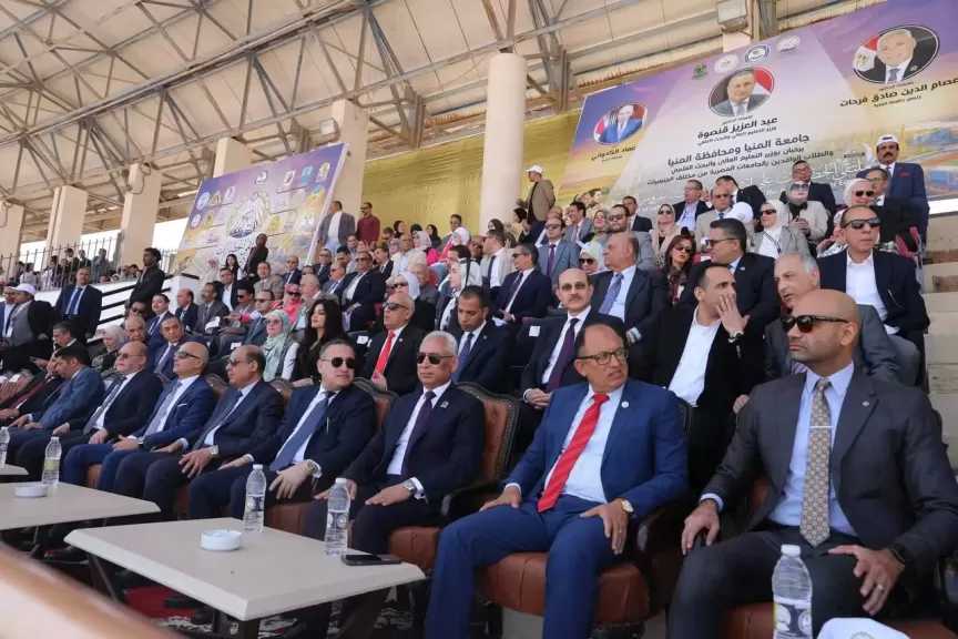وزير التعليم العالي ومحافظ المنيا ورئيس جامعة المنيا يشهدون ختام فعاليات ”ملتقى الحضارات” بجامعة المنيا