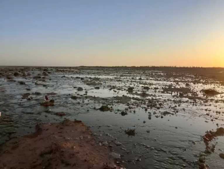 مياه مطروح: سرعة الرياح وراء خروج كميات من مياه الصرف خارج أحواض المعالجة