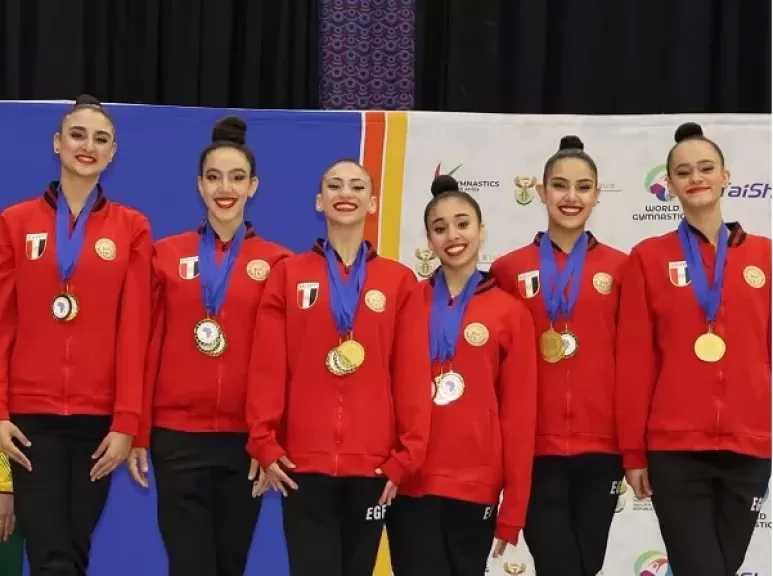 منتخب الجمباز الإيقاعي الجماعي يتوج بذهبية البطولة الأفريقية