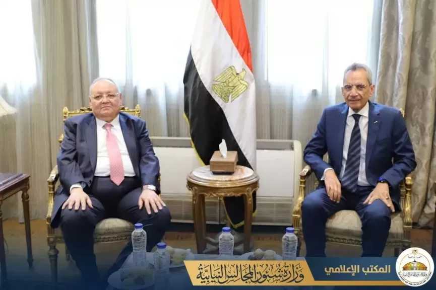 وزير شئون المجالس النيابية يستقبل رئيس مجلس الدولة لبحث آليات التعاون المشترك