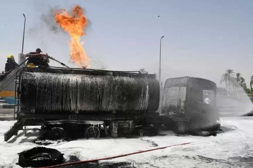 حريق في محطة وقود بجوار موقف الأقاليم بأسوان