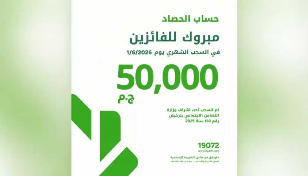بنك بيت التمويل الكويتي مصر يعلن الفائزين في السحب الشهري لحساب الحصاد بجوائز 50 ألف جنيه