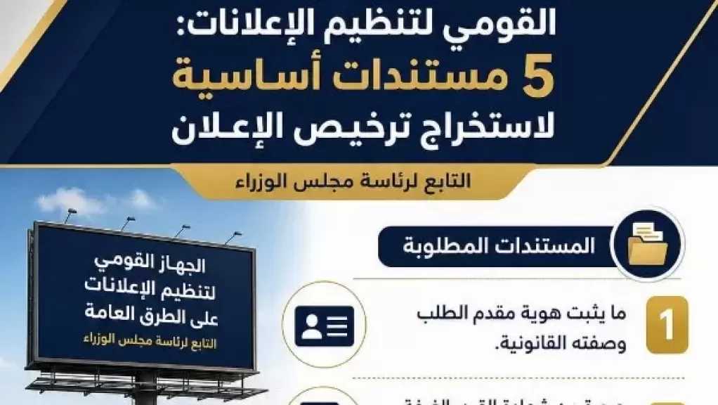 القومي لتنظيم الإعلانات: 5 مستندات أساسية لاستخراج ترخيص الإعلان.. و21 يوما لاستيفاء أي نقص