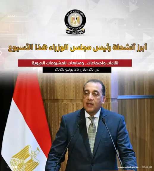 المركز الإعلامي لمجلس الوزراء يستعرض بالإنفوجراف أبرز الأنشطة هذا الأسبوع