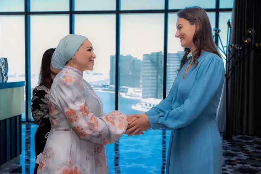 السيدة انتصار السيسي تلتقي ميلينا ميلاتوفيتش السيدة الأولى لجمهورية الجبل الأسود