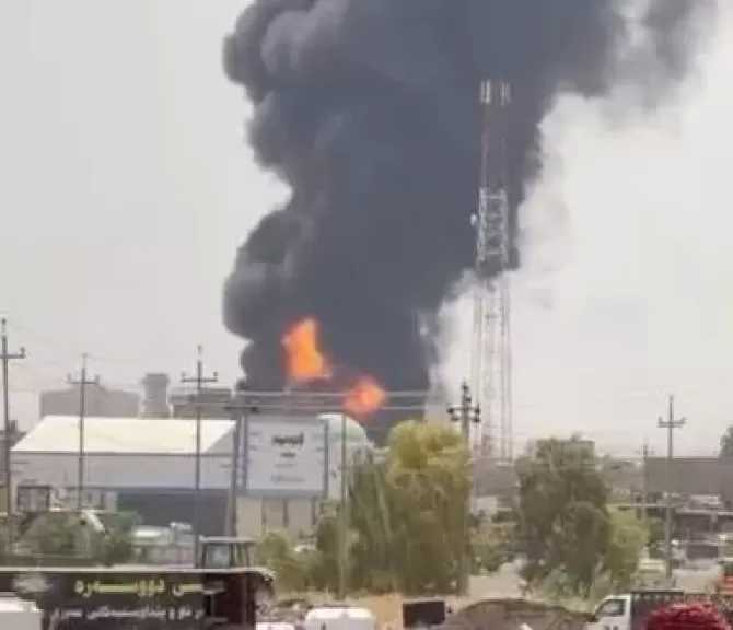 حريق ضخم فى منطقة بيرداوود جنوب محافظة أربيل العراقية