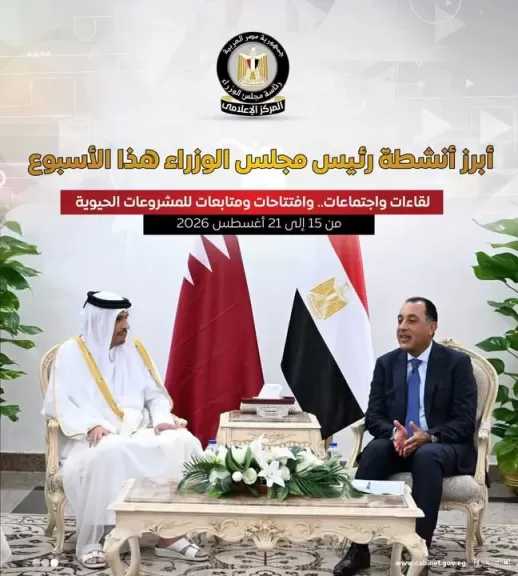 المركز الإعلامي لمجلس الوزراء يستعرض بالإنفوجراف أبرز أنشطة هذا الأسبوع