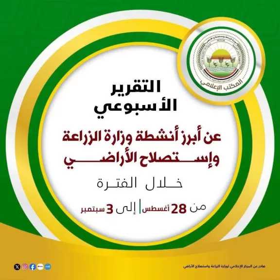 ”الزراعة” تستعرض جهودها في دعم المزارعين وتحقيق الأمن الغذائي خلال الأسبوع الأول من سبتمبر الجاري
