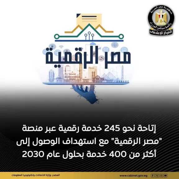 إتاحة نحو 245 خدمة رقمية عبر منصة «مصر الرقمية»
