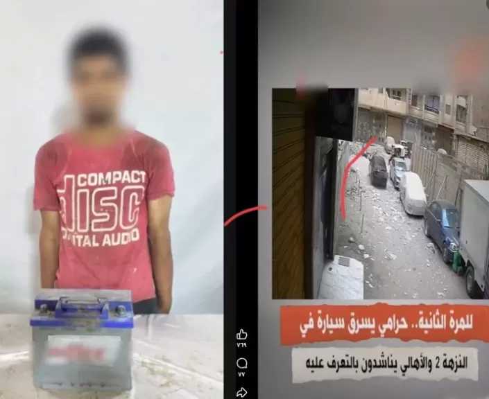 القبض على عاطل سرق بطارية سيارة حال توقفها بمدينة السلام